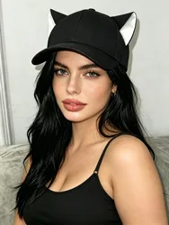 3D Ear Baseball Hat Cute Cartoon Sweet Shopping Girl Duck Tongue Hat Show Small Face