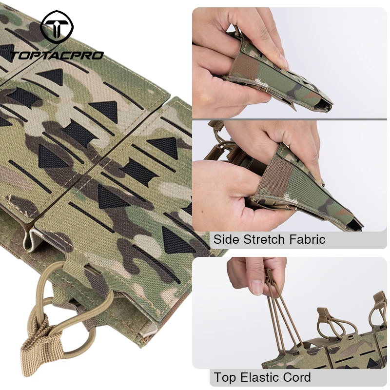 Imagem -04 - Toptacpro-bolsa Tripla Mag Transportadora Molle Tática Corte a Laser 556 mm 8515