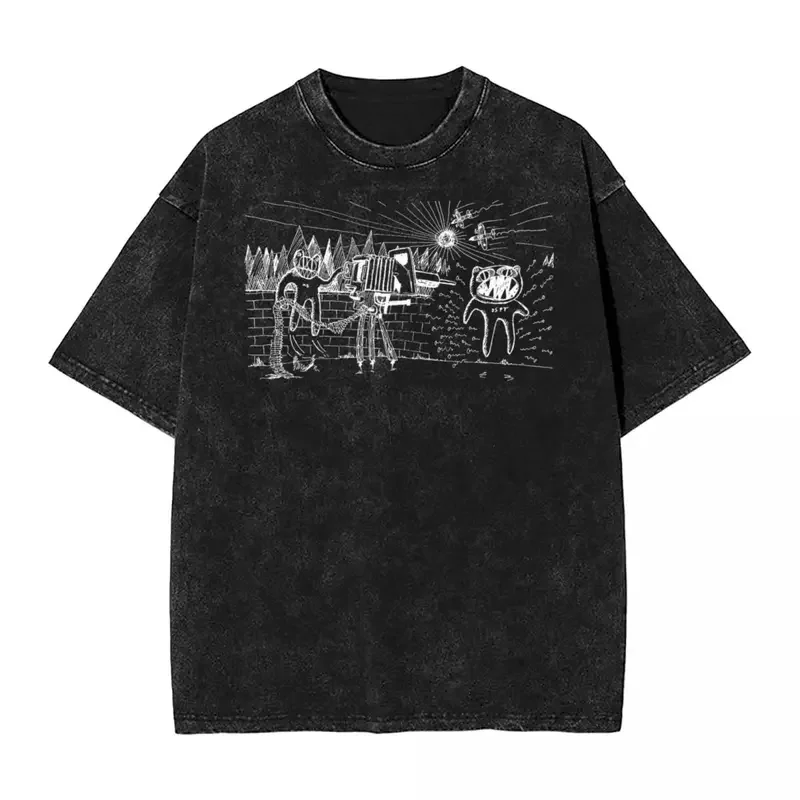 Washed T Shirts Radiohead Hip Hop Novelty T-Shirt Oversize Streetwear Short Sleeve Graphic Tops Tee Shirt Men Women