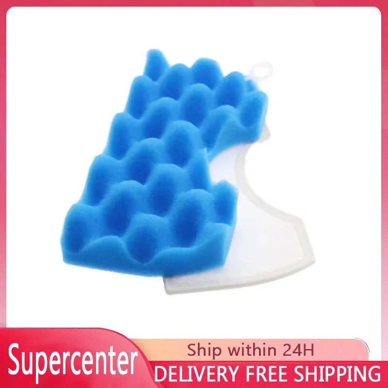 1PC Blue Sponge Filter + 1PC White Cotton Hepa Filter for Samsung DJ97-01040C SC43 SC44 SC45 SC47 Series Vacuum Cleaner Parts