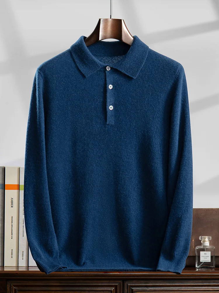 Choice-Jersey de Polo de Cachemira para hombre, prendas de punto de Cachemira, suéter informal inteligente, Tops básicos de alta calidad, otoño e invierno, 100%