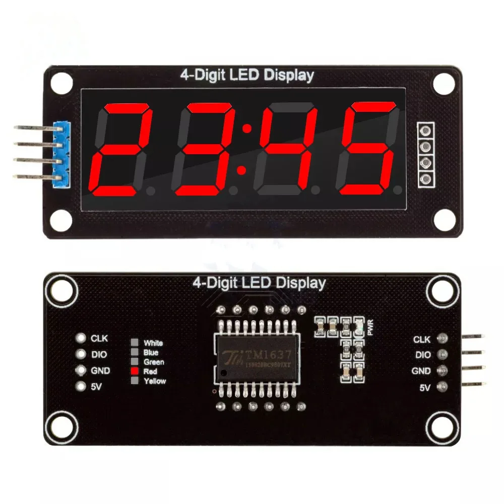 TM1637 Modulo display a LED per Arduino 4 cifre 7 segmenti Modulo tubo indicatore orologio da 0,56 pollici Rosso Blu Verde Giallo Bianco