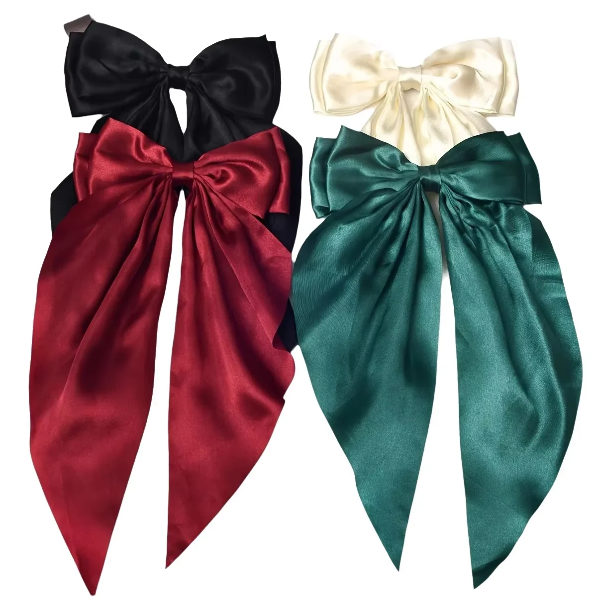 Hot-Selling High-End Satin Bow Hair Accessories, Multi-Color Elegant Ribbon Hair Clips, Wedding Party Accessory Set