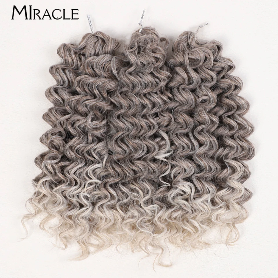 MIRACLE Synthetic Wavy Twist Crochet Hair Afro Curly Hair Crochet Braids Ombre Blonde 12 Inch Braiding Hair Extension Fake Hair