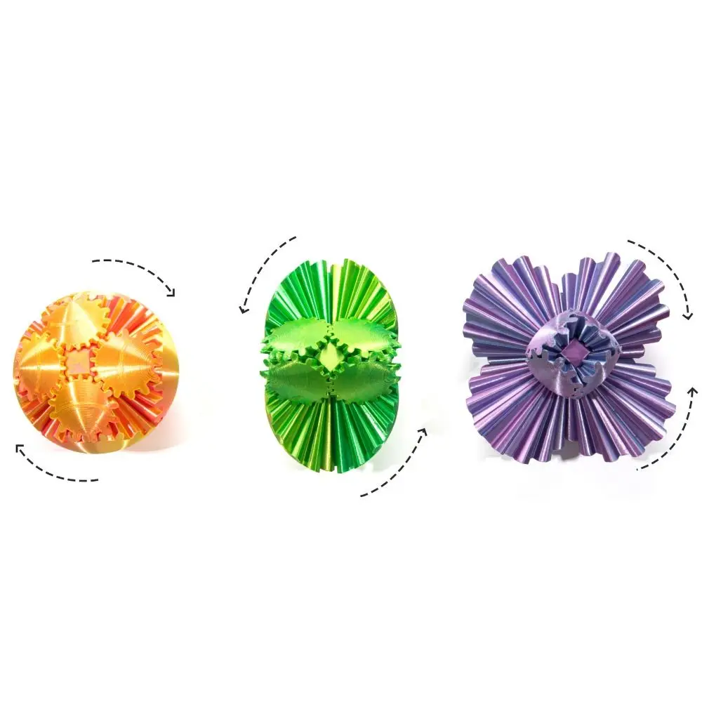 Jouet pour enfants, boule d'engrenage 3D accrocheuse, sphère d'engrenage relaxante, boule d'engrenage imprimée en 3D, jouet de bureau à déformation légère et colorée
