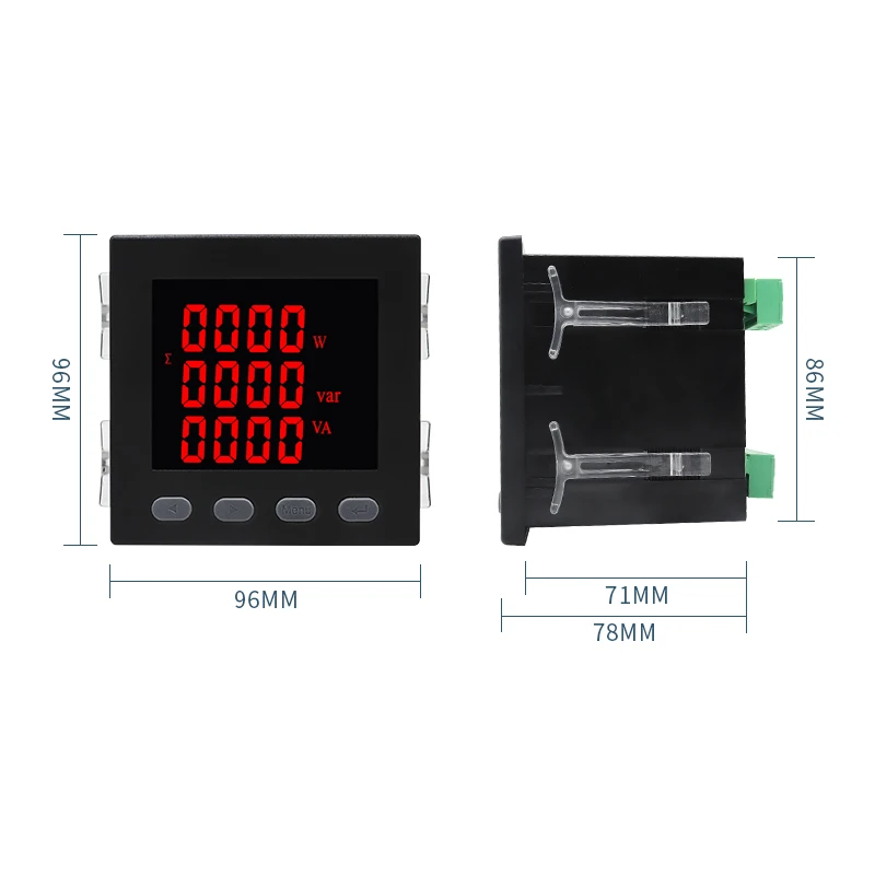 Wielofunkcyjny licznik energii elektrycznej LED trójfazowy z RS485 AC220V 3 p4w V A W kWh COS Hz Var miernik mocy z 3 fazowe CT