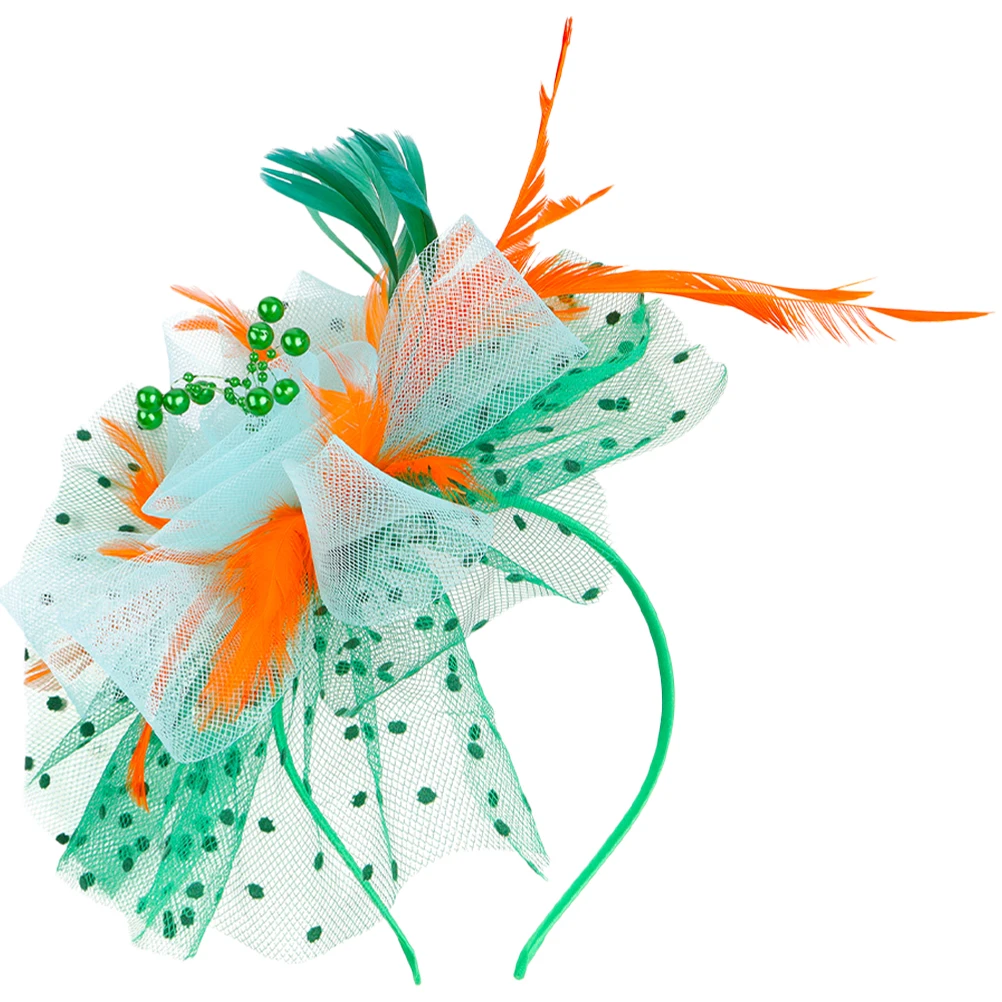 

Color-blocked Headband Removable Clips Wedding Bridal Headdress Fascinator Hat Tea Party Banquet Accessories