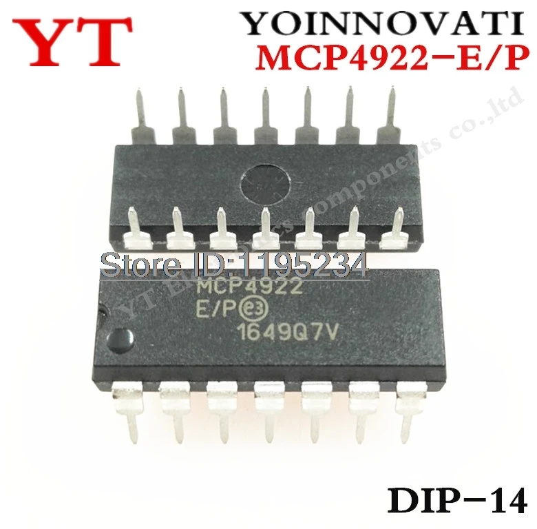 

10 шт MCP4922-E/P MCP4922 4922-E/P DAC 12BIT DUAL W/SPI 14DIP лучшее качество