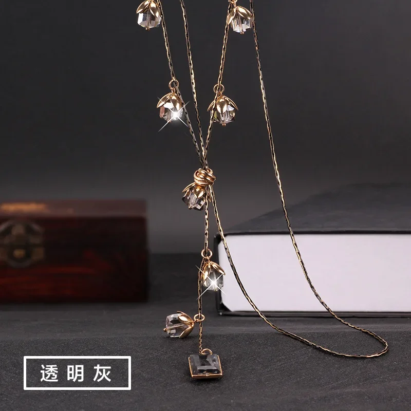 

2025 autumn and winter new crystal sweater chain women's long and versatile crystal necklace accessories