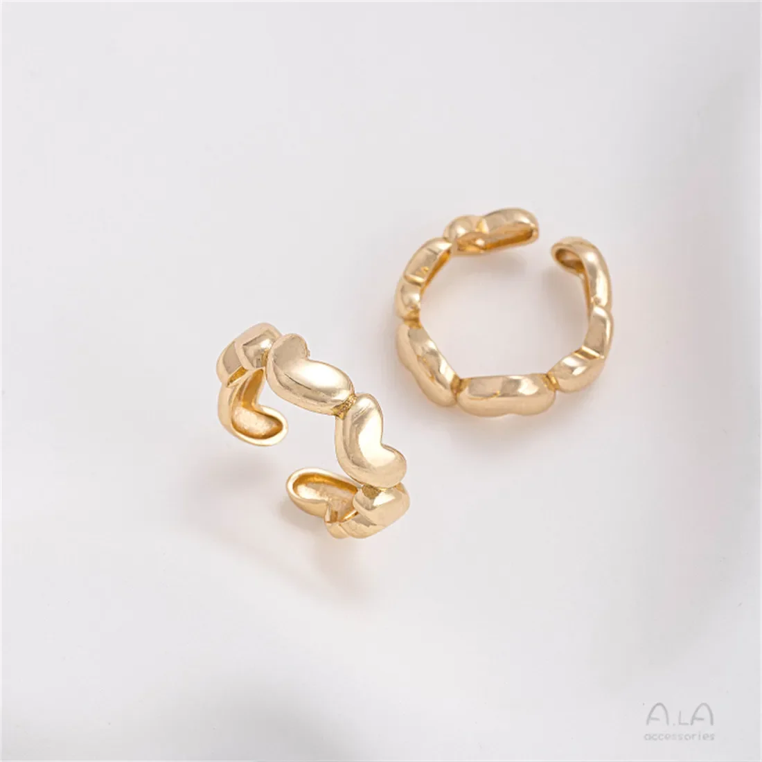 

14K Gold Wrapped Fried Dough Twists Heart Love Ring European and American Retro Simple Luxury Niche Ins Gold Ring B714