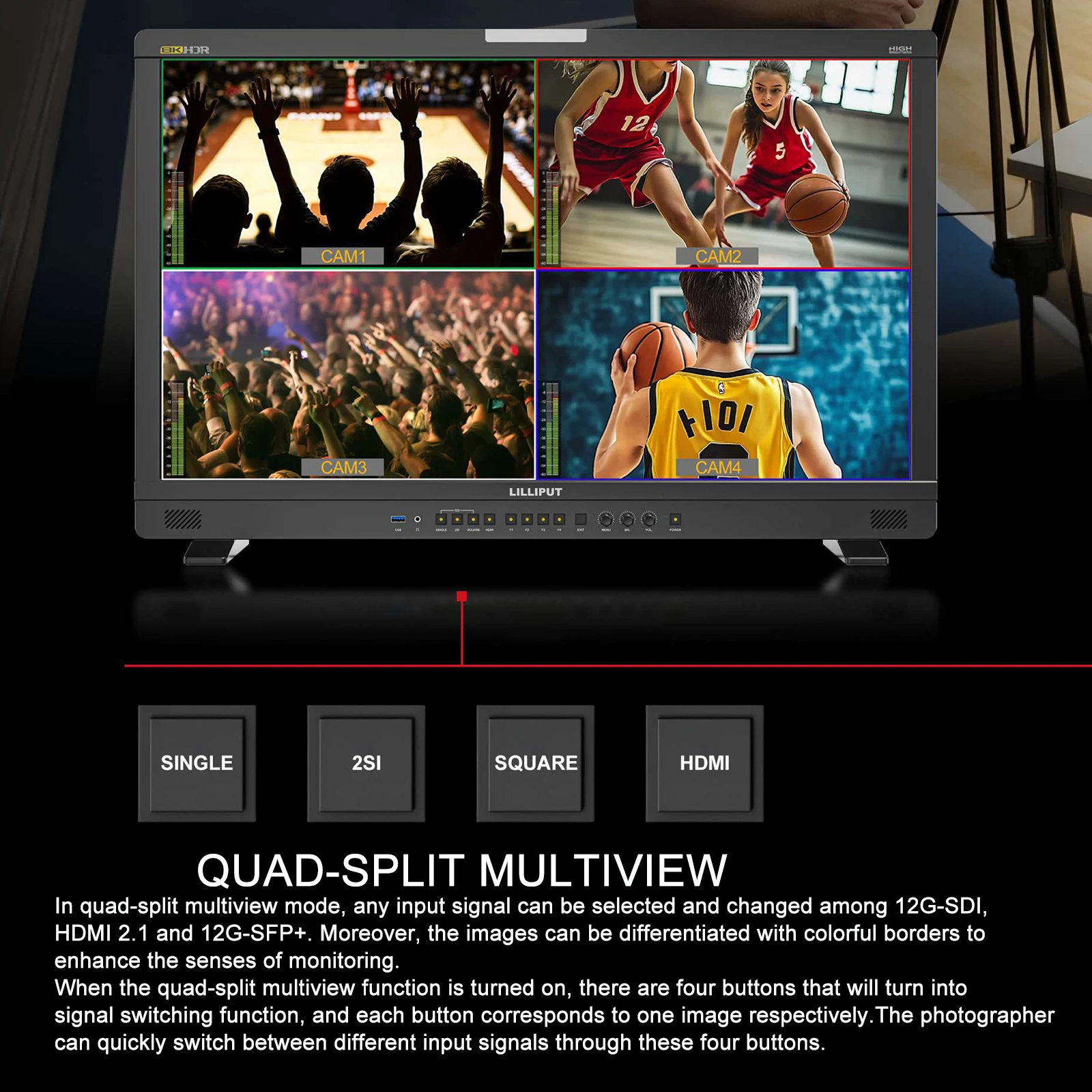 Lilliput UQ31 31.5 Inch 1000 Nits High Brightness HDR 3D-LUT TV Broadcasting Equipment Monitor 4K 12G-SDI HDMI2.1