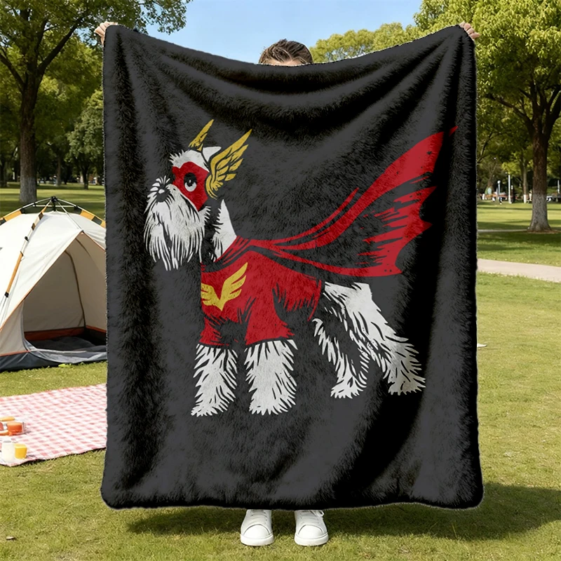 Miniature Schnauzer Superhero Warm Blanket - Funny Schnauzer Soft Blanket for Comic Fans