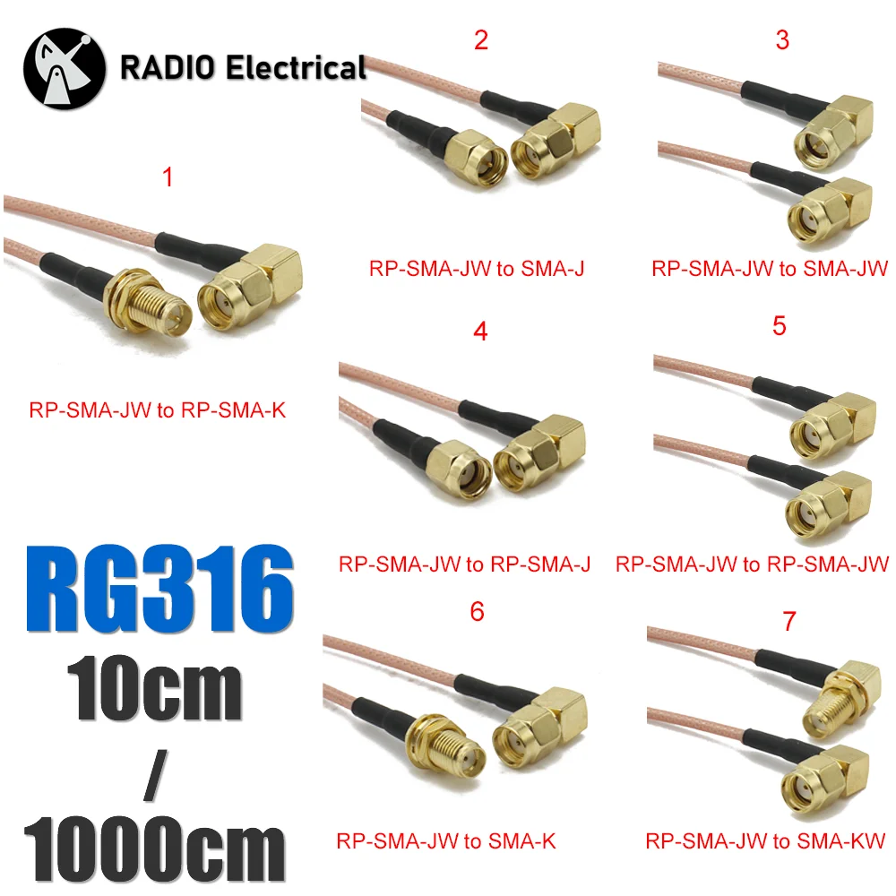 SMA Antenna cable RG316 SMA to RP-SMA Male & Female Connector RF Pigtail gsm extension cable for wifi antenna WIFI/GSM/3G/GPS/4G