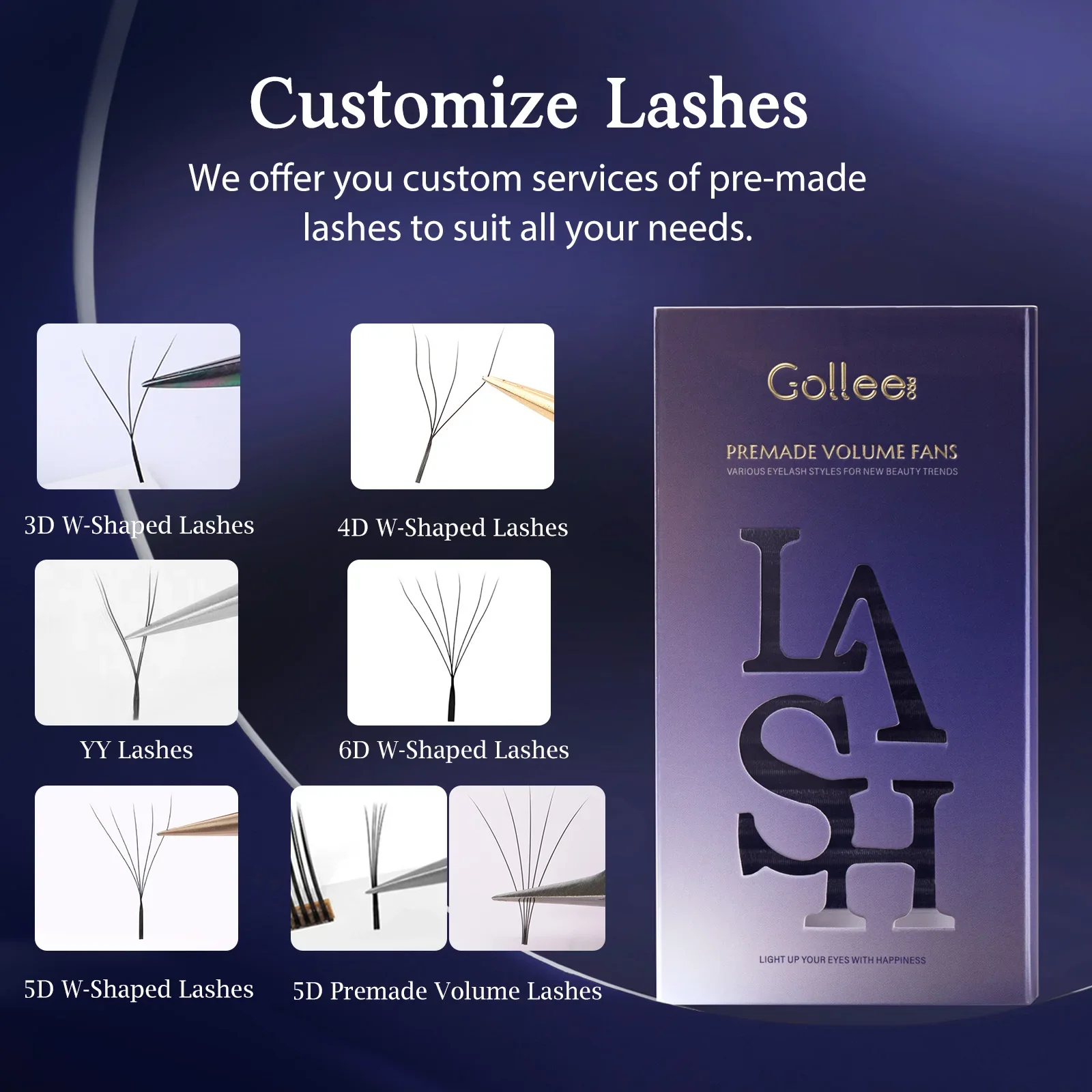 Gollee Nowe Rzęsy 5D W Czarne Gotowe Kępki Przedłużanie Rzęs Naturalne Miękkie Indywidualne Objętościowe Puszyste Sztuczne Rzęsy Narzędzia do Makijażu