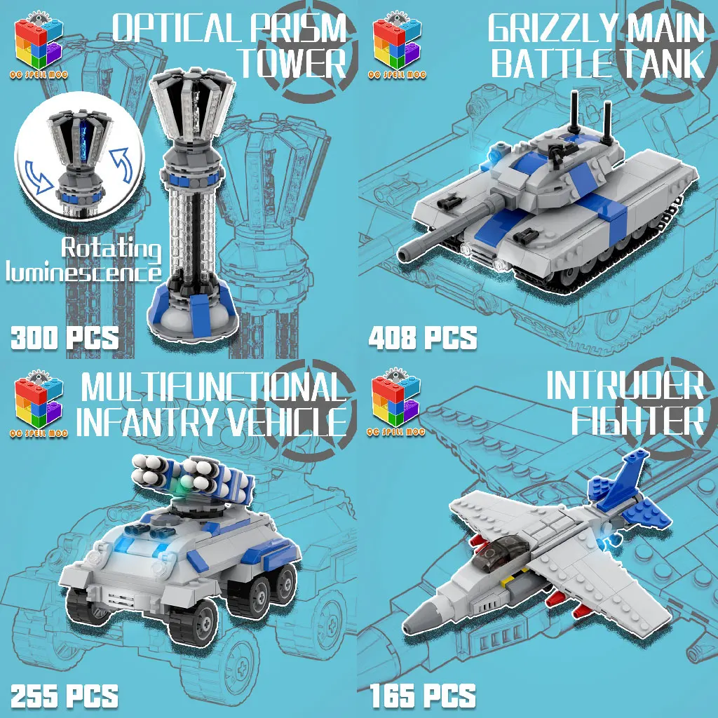 MOC الأحمر تنبيه اللبنات وحدات الحلفاء جمع دبابات القاتل الحرب العالمية الثانية لعب نموذج للهدايا #1