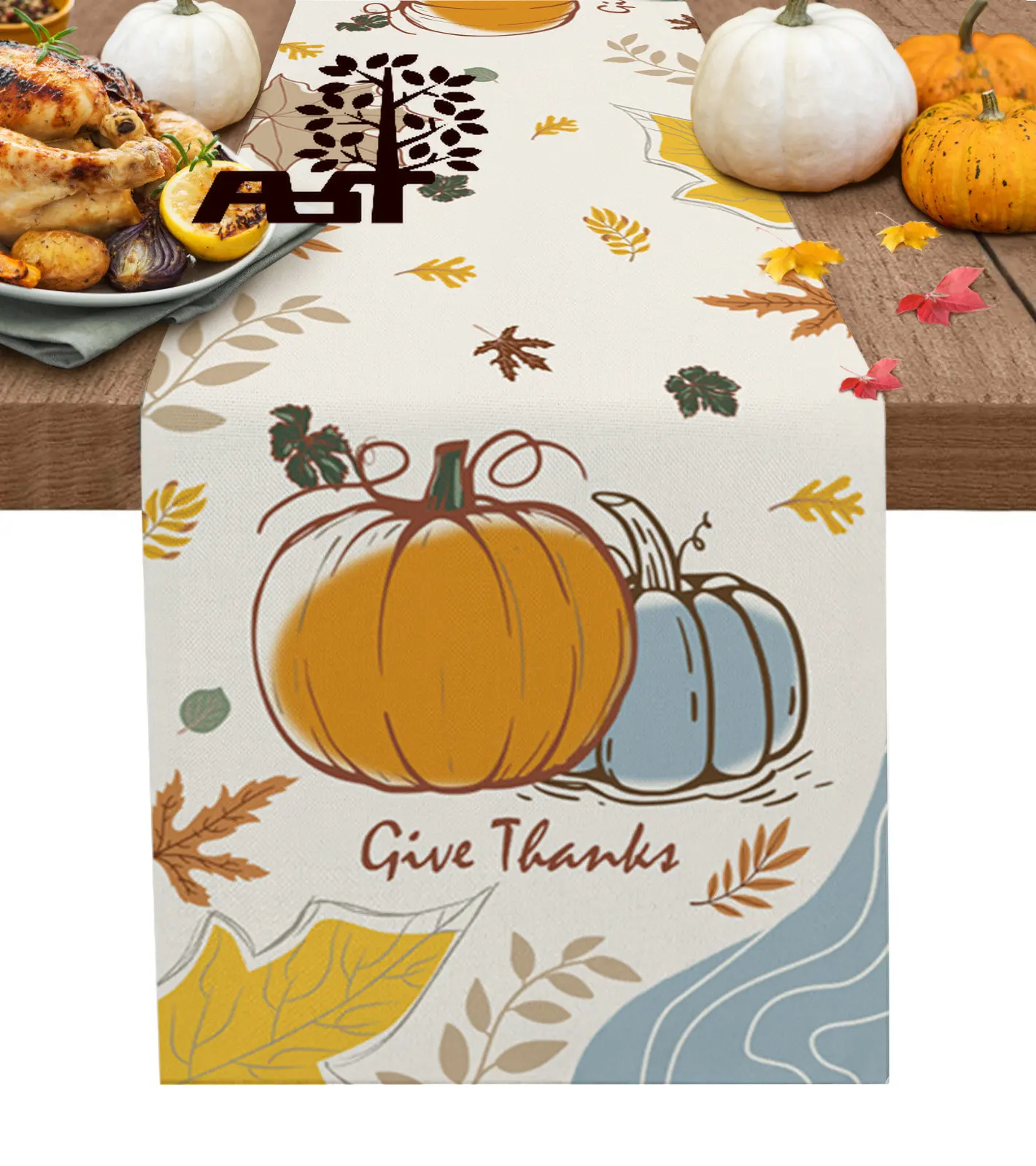 Thanksgiving Fall Pumpkin Maple Leaf Table Runner Wedding Table Decoration Coffee Table Kitchen Table Cloth Festival Table Cover