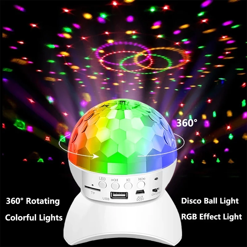 LED ضوء المرحلة اللاسلكية بلوتوث المتكلم RGB الدورية ديسكو DJ مصباح عيد الميلاد حفلة عيد ميلاد أضواء زينة الكرة العارض