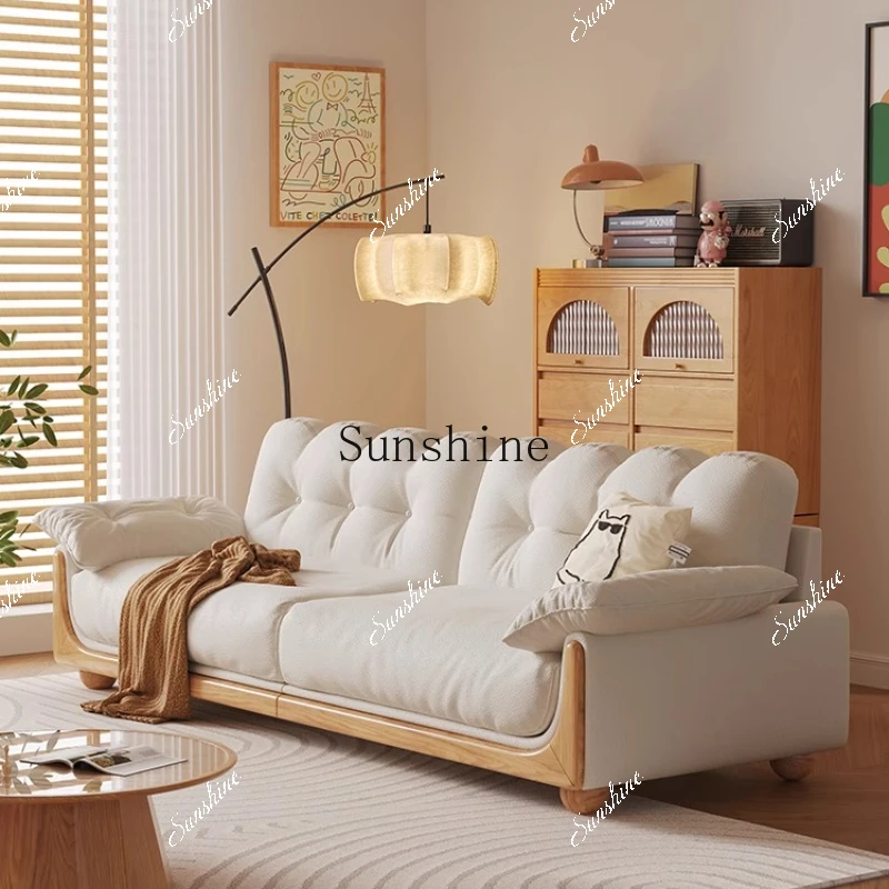 Log wind cloud sofa solid wood new small apartment living room Japanese cat scratching fabricP
