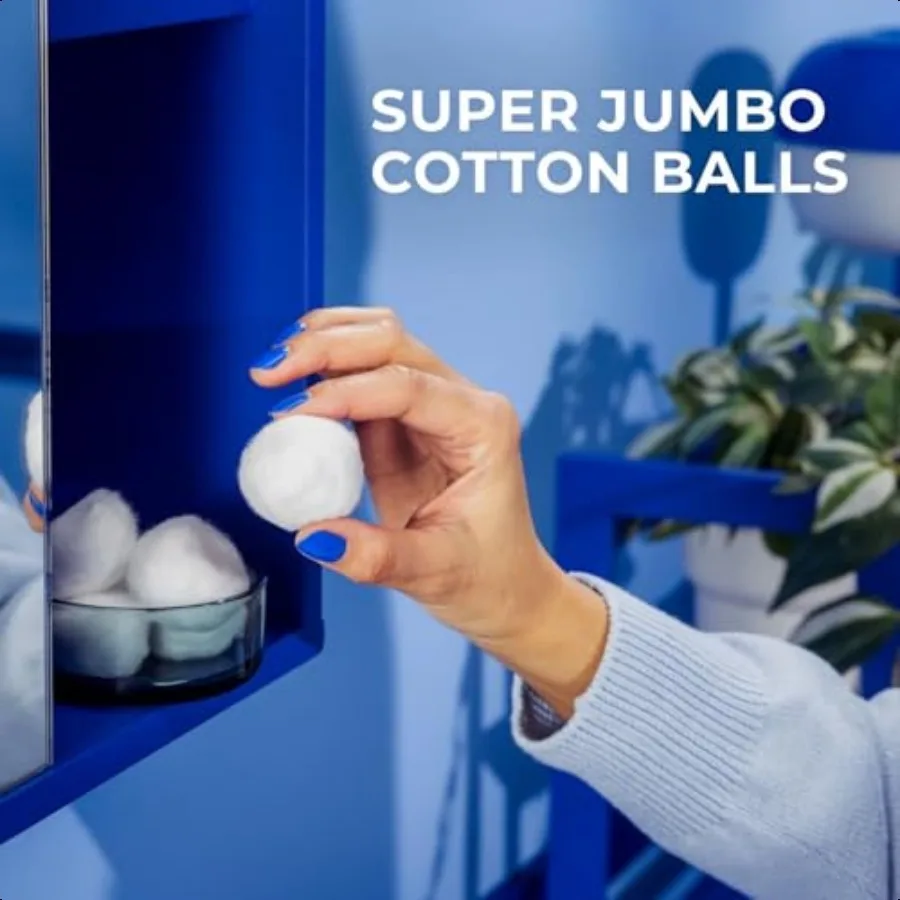 Qtips مسحات قطنية 300 قيراط عبوة فانيتي + إيه جامبو 100 كرة قطنية 100 قيراط