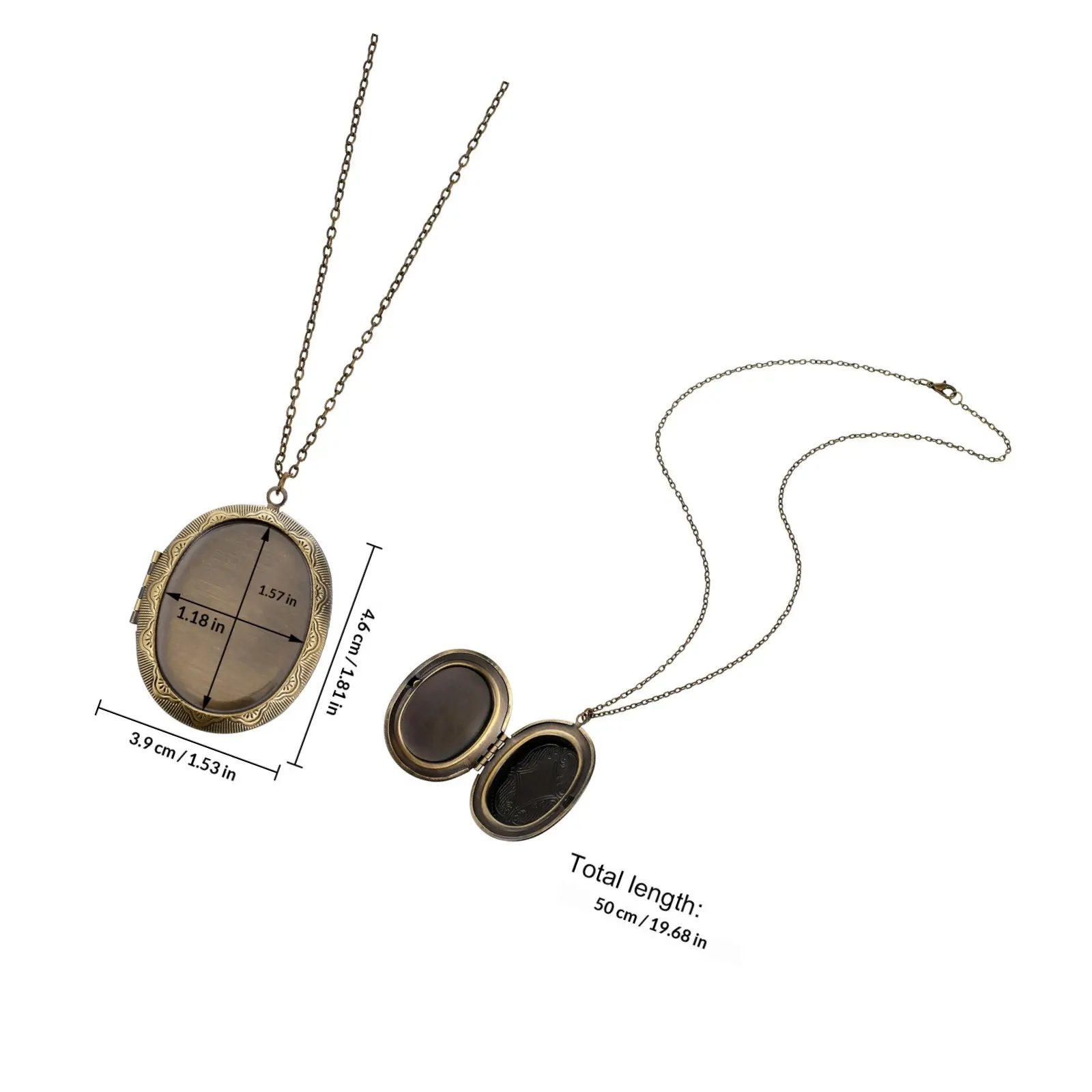 Oval Carved Photo Frame Pendant Necklace Elegant Lightweight Fine Workmanship Jewelry Gift for Her Birthday Valentine Souvenir