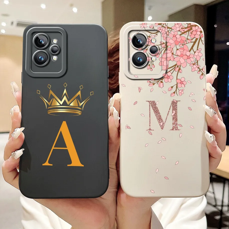 Para Realme GT2 Pro 5G funda Realme GT2 funda de silicona letras de moda a prueba de golpes fundas de teléfono suaves para Oppo Realme GT 2 Pro parachoques