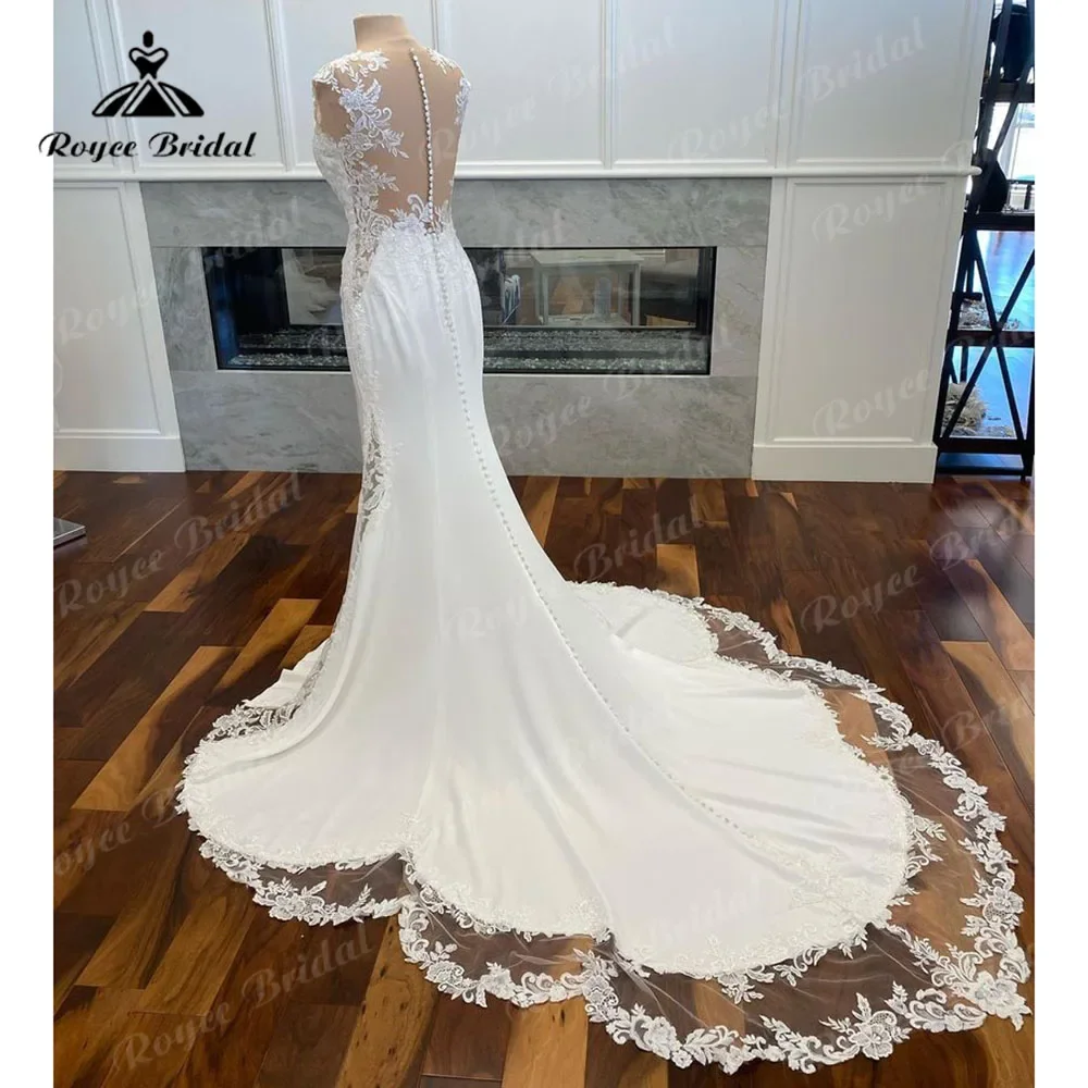 Roycebridal-vestidos De novia De encaje De sirena, sexys, Vintage, tren De corte, apliques, vestidos De novia personalizados, 2025