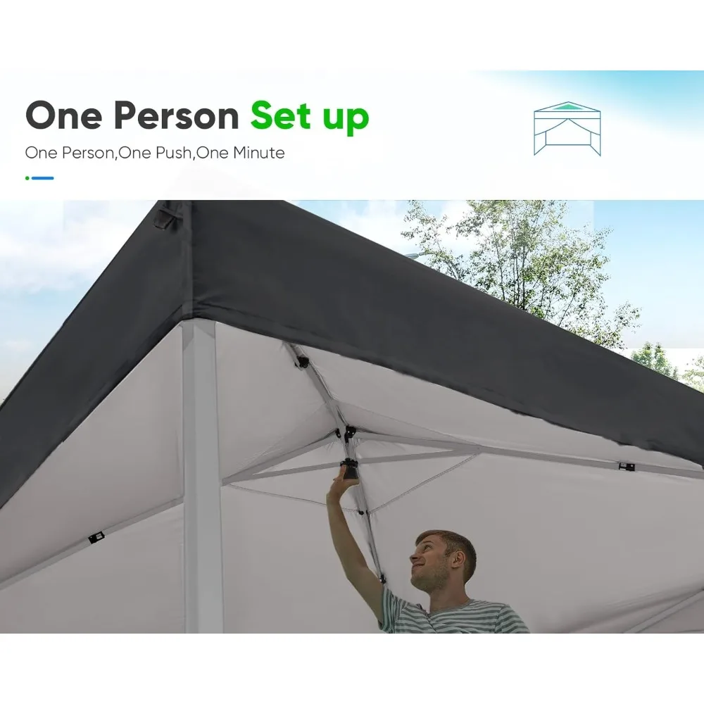 10x10 Pop up Canopy Tent with Sidewalls and Roll-up Ventilated Windows,  Easy Outdoor Commercial  Bonus 4 Sandbags (Black)