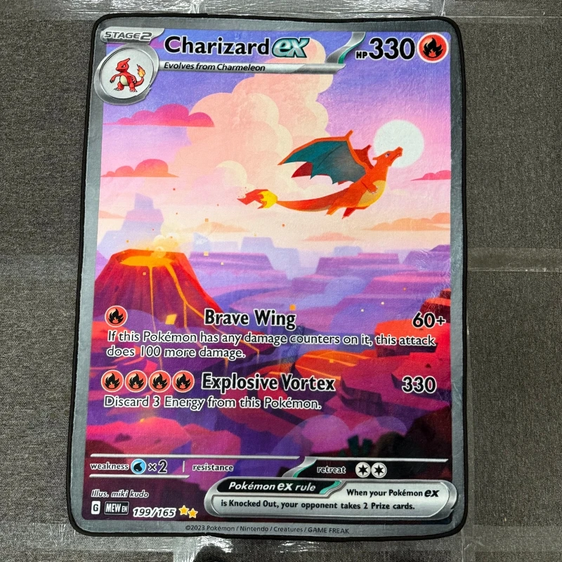 Charizard ex Alfombra de cartas Pokémon – 330 HP Brave Wing Vortex Design Stage 2 Pokémon tipo fuego