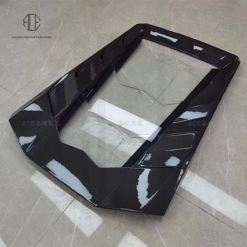 

For Lambogini LP610 Full Carbon Fiber Rear Engine Hood Huracan Lp610 Transparent Engine Bonnet Cover Car Decoration M Style