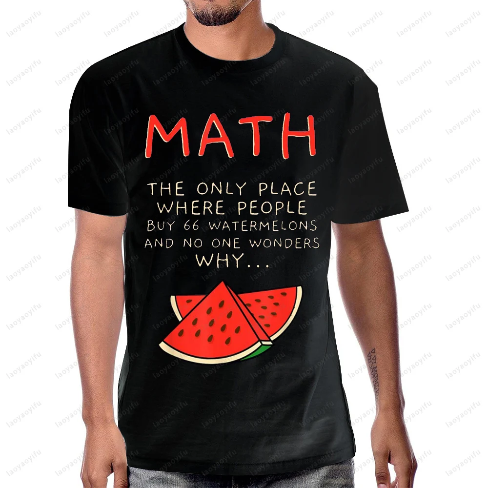 الرياضيات والبطيخ الرياضيات حساب أرقام تي شيرت عادية موضة الشارع الشهير الصيف قصيرة الأكمام Harajuku رجل التي شيرت