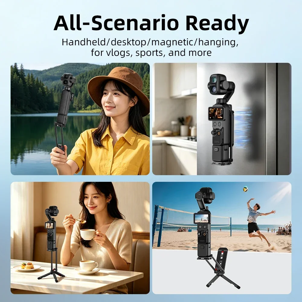 BRDRC Magnetisches Drehbares Stativ für DJI Pocket 4P/4/3/Insta360 Luna Ultra Faltbarer Metall-Selfie-Stick-Halter mit Verstecktem Haken – Detail 12
