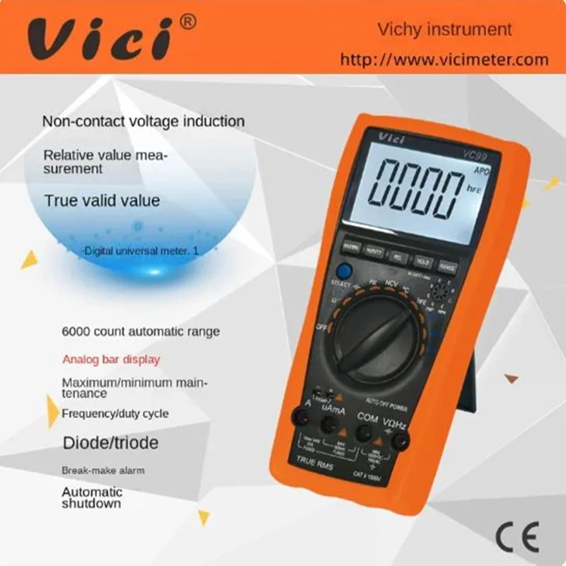 VICI VC99 3 6/7 6000 Counts Auto Range Resistance Capacitance Temperature Frequency Digital Multimeter