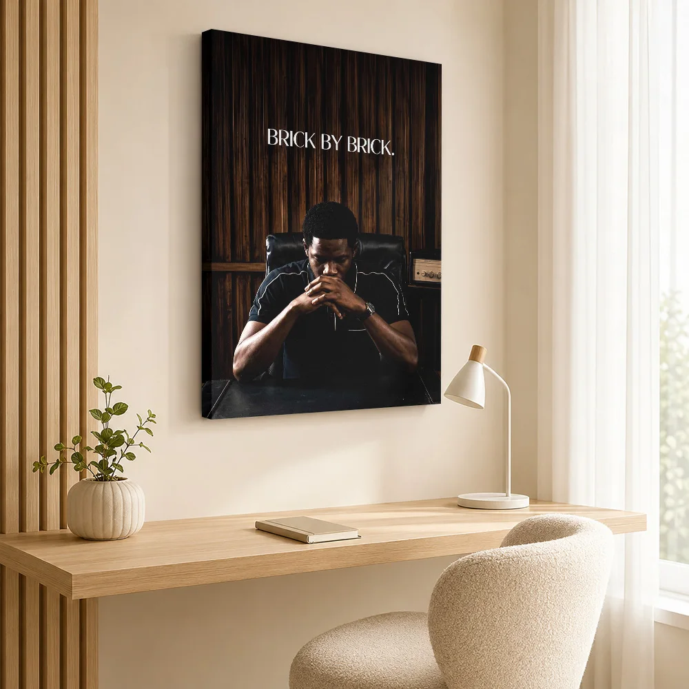 Franklin Saint Brick Quote TV Canvas Print With Wooden Frame Personalized Photo Bold Graphic Lettering Wall Art For Study Room