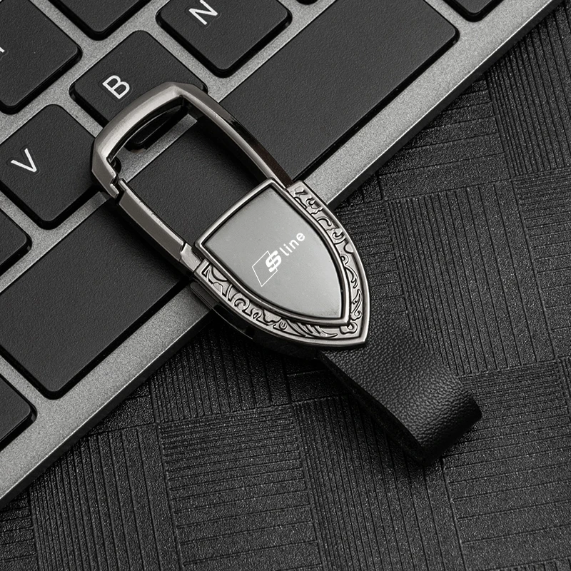 Car keychain Alloy Key chain leather key ring For Audi sline A3 A4 A5 A6 S7 A8 S3 S4 S5 S6 S7 S8 Q3 Q5 Q7 RS3 RS4 RS5