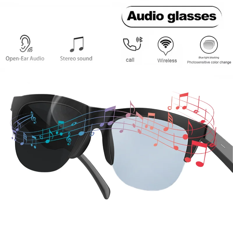 

Умные Bluetooth-очки V5.3 с функцией наушников, для звонков без помощи рук, аудио, занятий спортом на открытом воздухе, с защитой от синего света.