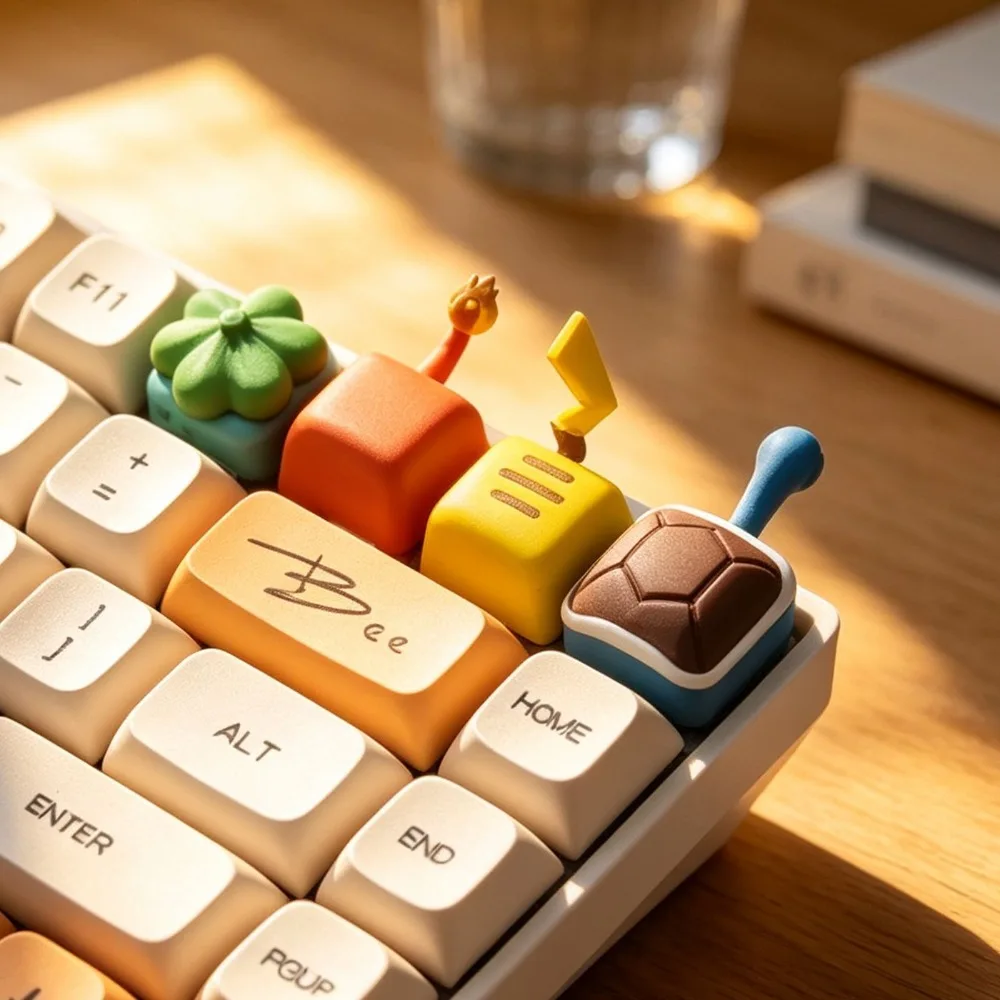 Pokémon three-dimensional keycap Bulbasaur Charmander Squirtle mechanical keyboard cross-axis game e-sports accessories