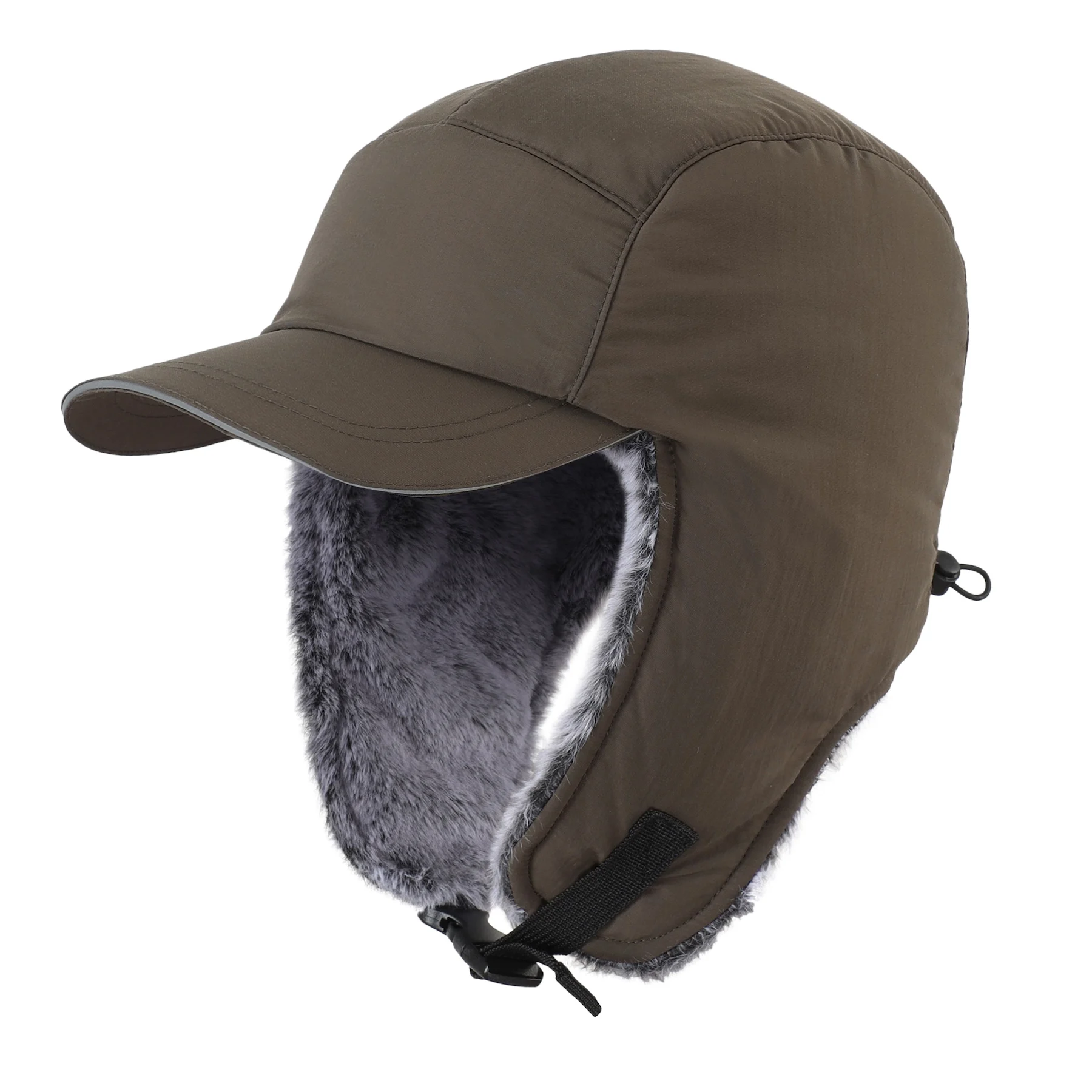 Connectyle Men's Trapper Hat with Ear Flaps Winter Warm Hat Windproof, Water Repellent, Reflective, Faux Fur Fully Soft Lined