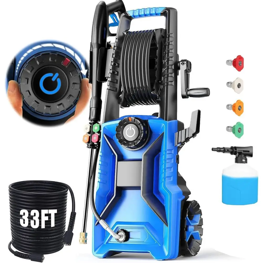 

Prure Washer 5000 PSI Adjustable Prure, Power Wahser Powered with 33t Prure Hose, 4 Nozzles and 500ml oam Cannon, Powerwahser or