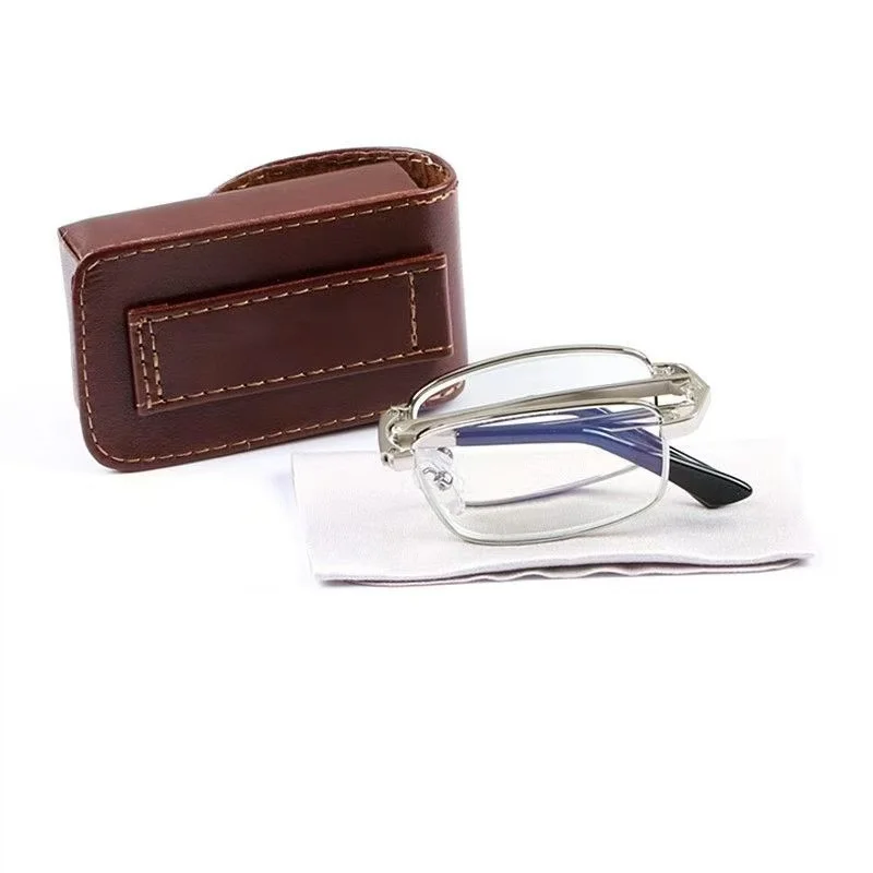 

VBCX With Case Belt Clip +400 Classics Crystal Folding Reading Glasses Men Portable Anti-fatigue Presbyopic Glasses NEW