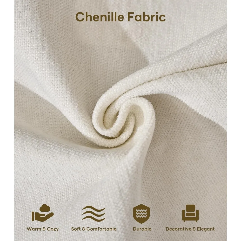 Трансформируемый 85 Г-образный секционный диван, диван Chenille Cloud с пуфиком, 4-местная мебель для гостиной - бежевый