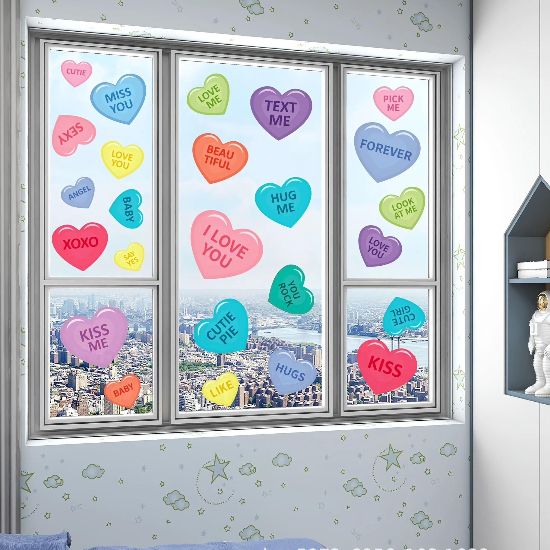 مجموعة من 8 ملصقات نافذة على شكل قلب لعيد الحب، مناسبة لتزيين المنزل والمكتب والمدرسة