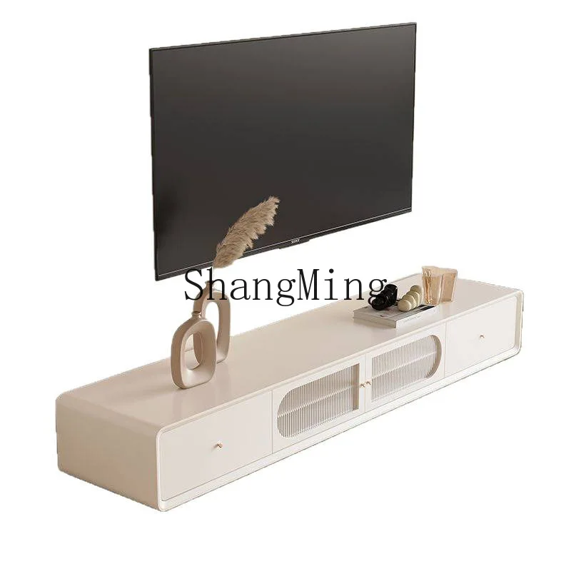 

CLWhite Bedroom Wall-Mounted Floor Storage Cabinet Cream Style Solid Wood TV Cabinet New Model Living Room Lacquer Pure