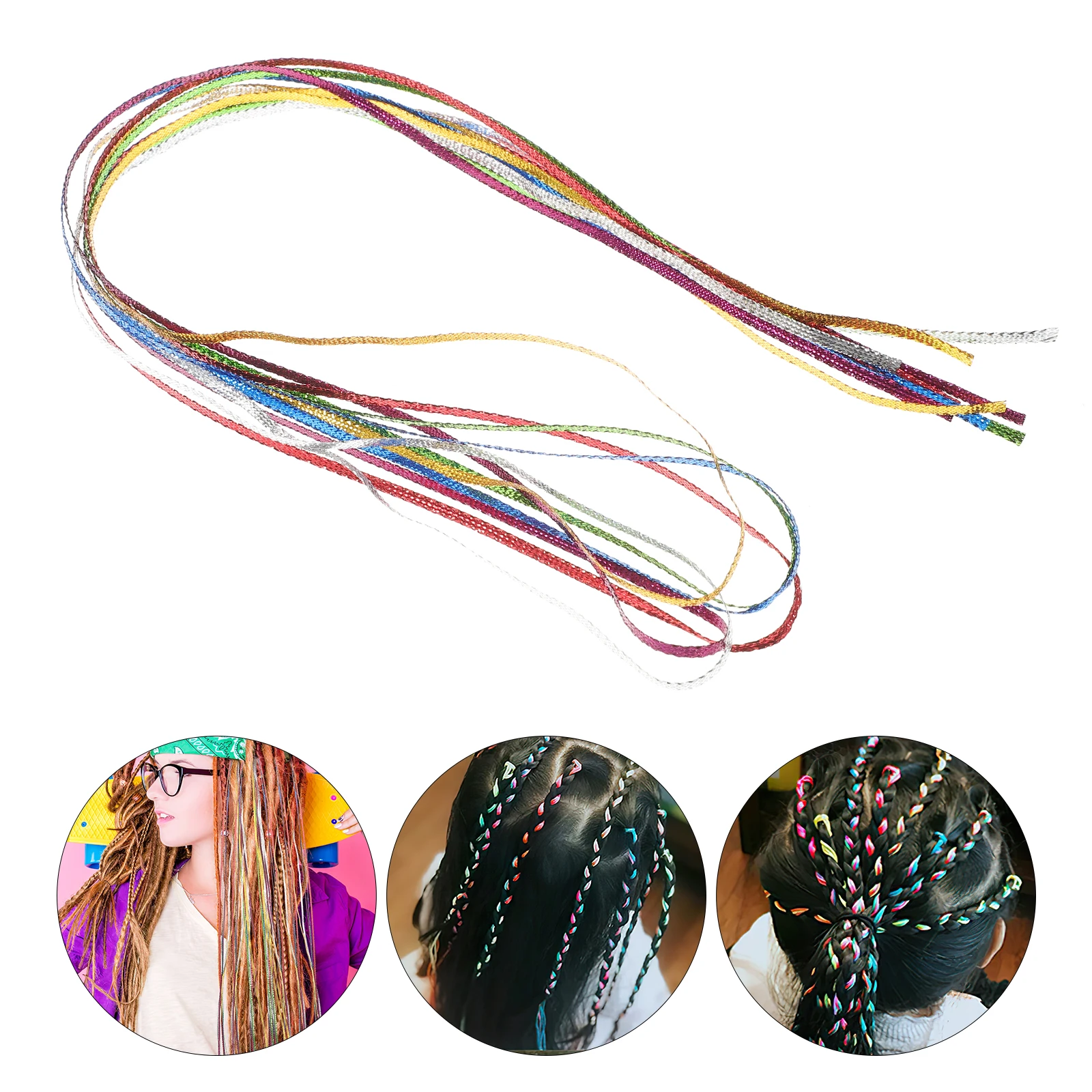 

6pcs Braiding Rope Colorful Ropes Weaving Tools Colored Nylon Hair Strings Braids Accessories Micro Ring Extensions Hair Wrap