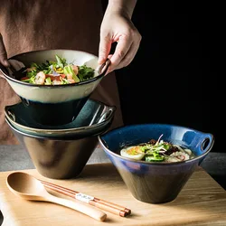 With Holes Instant Noodle Bowl Household Ceramic Japanese Creative Soup Bowl for Dormitory Student Vegetable Salad Bowl