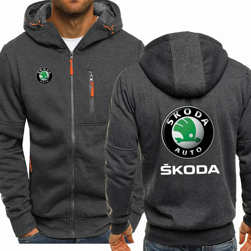 2023 New Spring Autumn Skoda Hoodied Men's Fashion Long Sleeve Zipper Cotton Hip-Hop Harajuku Hoody Casual Jacket