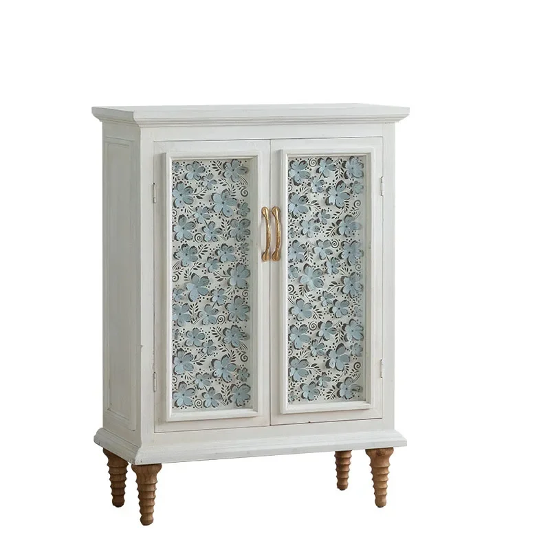 

French light luxury solid wood dining side cabinet, tea storage display cabinet in the entrance of the bed