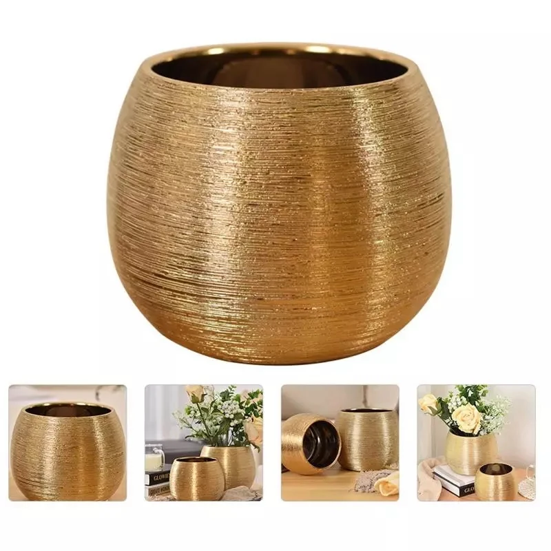 Ceramic Plant Pot Planter Unique Gold-Plated Creative Flower Pot Succulent Flowerpot Flower Vase Plant Pot