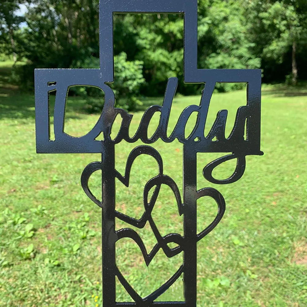 

Metal Cemetery Stake Decorative Graveyard Memorial nament Durable Ground Stake Outdoor Lawn Decoration Cross Design