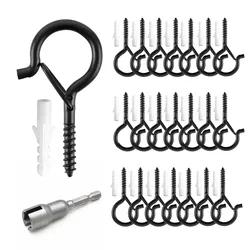 Q-Type Hook with Safety Buckle, Screw Hook, Suitable for Outdoor String Light, Hanging, Home Decoration, Christmas Decoration