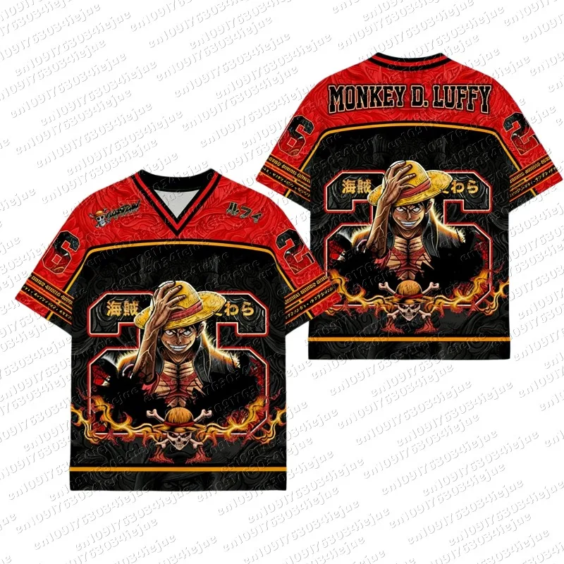 

2026 One Piece Luffy Football Jersey T-shirt Kids Football Special Jersey Men's/Women's Quick-Drying Breathable Sweatshirt